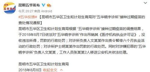 因接種過期疫苗 云南五華曉宇診所負責人被移送公安機關處理-易網健康<a href=http://www.weilaijie.cn/jkys/ target=_blank class=infotextkey>養生</a>網 因接種過期疫苗 云南五華曉宇診所負責人被移送公安機關處理