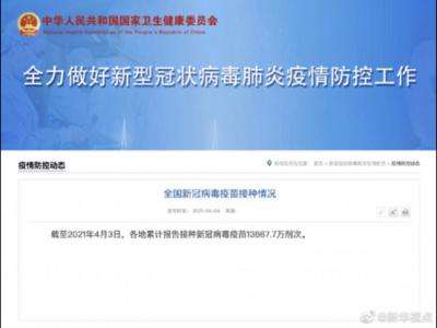 我國已接種新冠病毒疫苗13667.7萬劑次