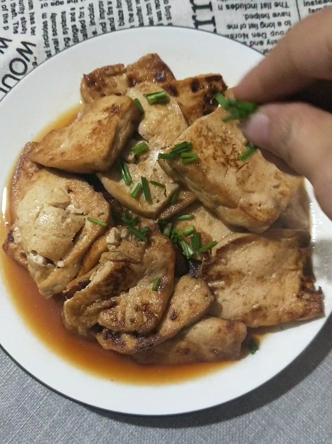 香煎豆腐的做法-家常味煎菜譜